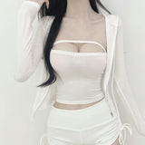 Women Vest Suspenders Vest Zipper Jacket Skinny Slimming