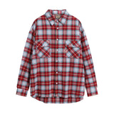 Men Long Sleeved T Shirt Spring and Autumn Plaid Shirt Coat Men's Loose Casual Long Sleeves Shirt
