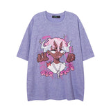 Men T-Shirt Cartoon Graffiti Vibe Idle Style All-Match
