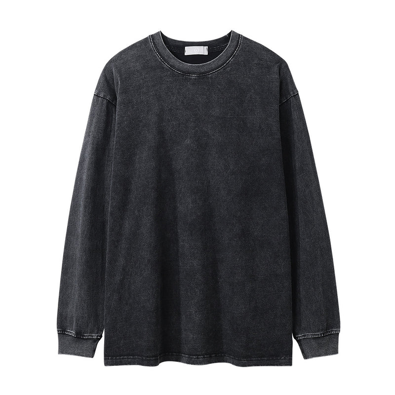 Men Long Sleeve T-Shirt Creative Checkerboard Pattern Distressed