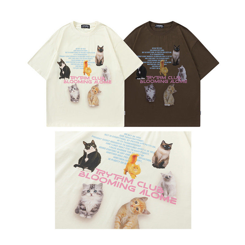 Men's T-Shirt Printed Distressed Short-Sleeved T-shirt for Men and Women