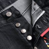 DSQ2 Short Jeans Ripped Patch Slim-fit Stretch Denim Shorts