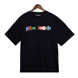 Palm Angle T Shirts Colorful Letter Logo Couple Half Sleeve Shirt