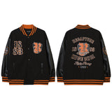Women Jackets Retro College Style Embroidery Stitching Baseball Uniform Loose All-Match