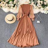Betty Draper Valentine's Day Dress Women's Clothing Spring French Dress Long Pleated Skirt