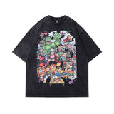 Men T-Shirt Flame Print Distressed Retro