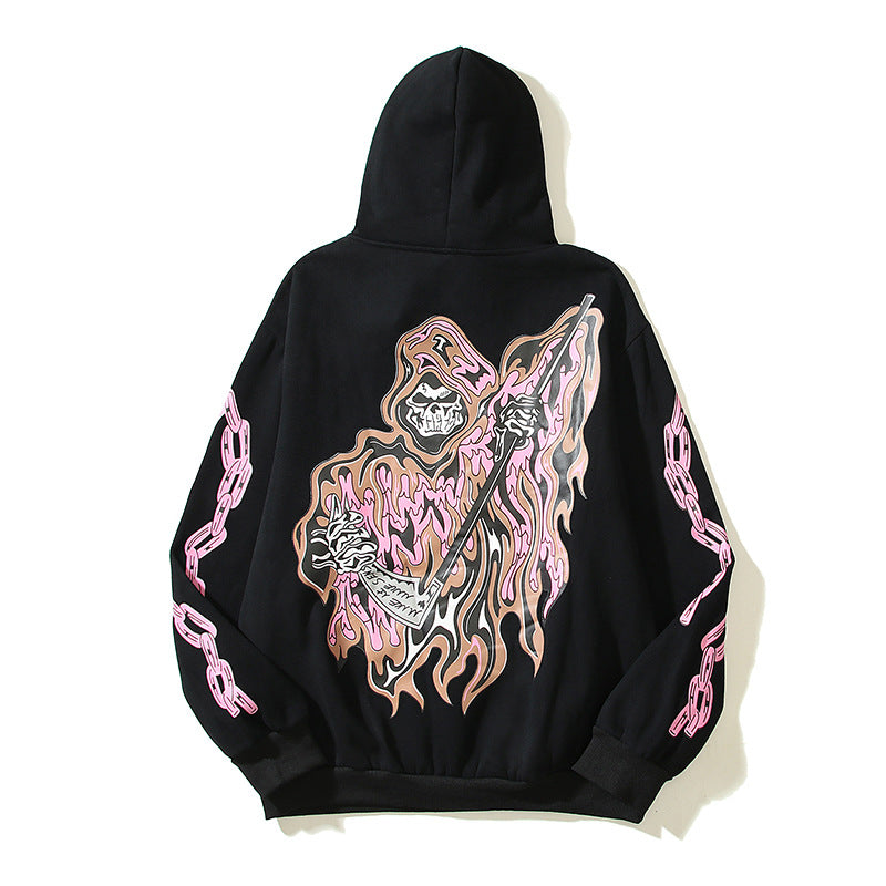 HS Hoodie Skull Print Loose