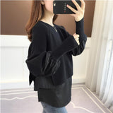 Women Pullover Sweater Fake Two Pieces Fashion Sweater