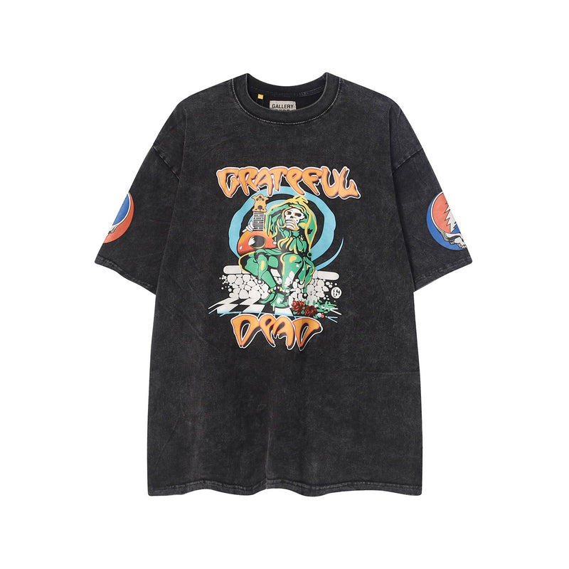Gallery Dept T Shirts Los Angeles Street Retro Gallery Dept Printed Cartoon Short Sleeve T-shirt
