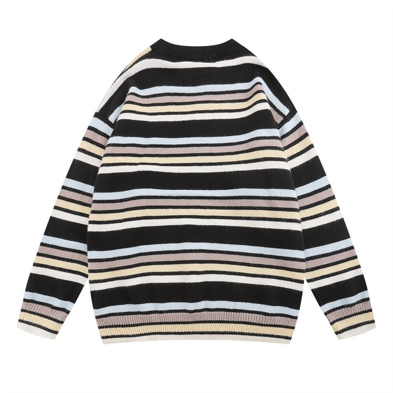 Men Sweater Striped XINGX Bear Embroidery Knitwear