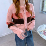 Women Knitted Cardigan Striped Knitted Jacket