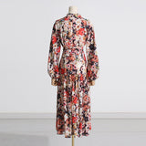 Bohemian Dress Vintage Floral Lace-up Dress