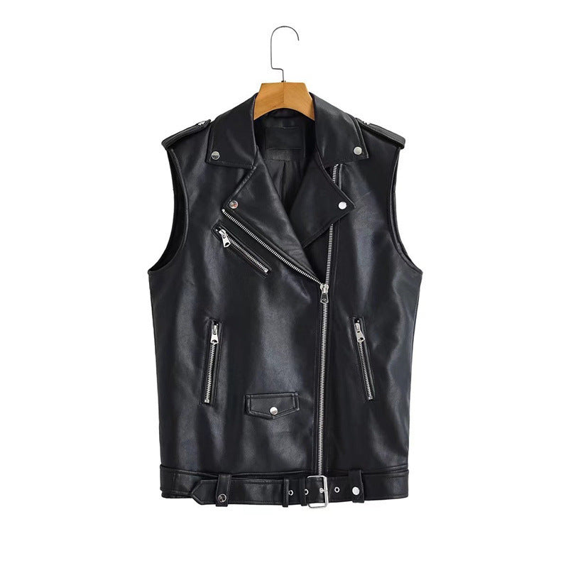 Women Vest Leather Waistcoat Belt
