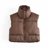 Women Vest Fashion Casual Cotton-Padded Jacket Vest