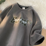 Men T Shirt Suede Summer Loose Casual