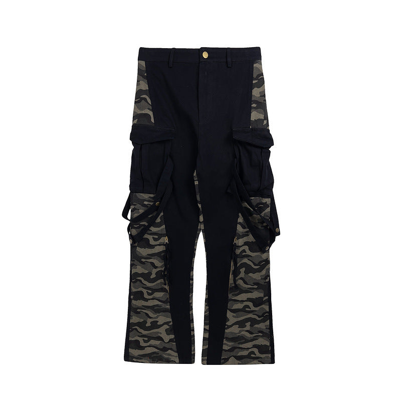 Cargo Pants Camouflage Stitching Overalls