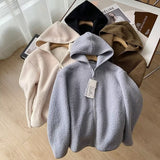 Women Hoodie Polar Fleece Simple Solid Color