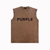 Purple Brand Distressed Tank T Shirts Distressed Sleeveless T-shirt Vest