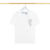 Off White T Shirts OW Mechanical Letter Pattern Crew Neck Pullover Short Sleeves