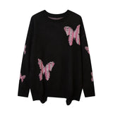 Women Sweater Vintage Butterfly Sweater Casual