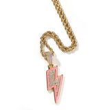 Jewelry Luminous Lightning Necklace Simple ins Wind Drip Oil Inlaid Zirconium Night light lightning Jesus Pieces
