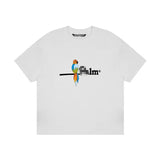 Palm Angle T Shirts Parrot Letter Print Couple High Street Loose Half Sleeve