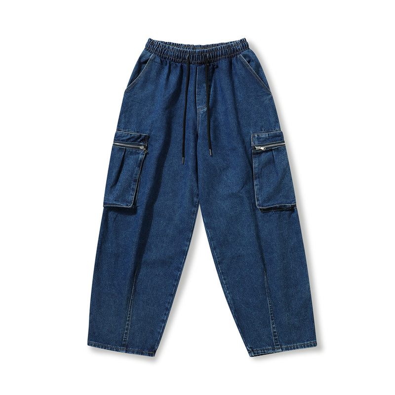 Men Jeans Cargo Pocket Jeans Loose