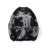 Men Sweater Tie-Dyed Jacquard Alphabet Embroidery Knitted Sweater