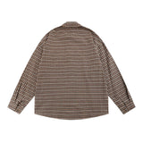Men Long Sleeved T Shirt Plaid Long Sleeve Shirt Men's Loose Casual Spring and Autumn Lapel Shirt