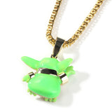 Jewelry Cartoon Pendant Necklace Dripping Oil Luminous Alien Night light