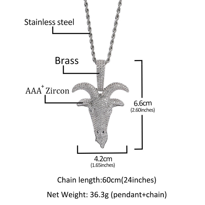 Jewelry Copper Zircon Goat Animal Men's Pendant Fashion Animal St. Valentine's Spectrum