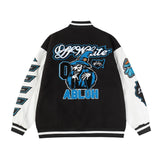 Off White Jacket Autumn OW Heavy Industries Cartoon Pattern Embroidered Woolen Jacket