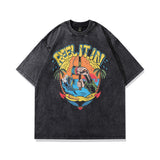 Men T-Shirt Bear Print Distressed Oversize