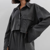Women Co-Ords Long Sleeve Shirt High Waist Casual