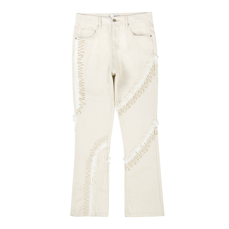 Men Jeans Irregular Stitching Personalized Punk Design