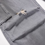 Men Jeans Pleated Overalls Retro Make Old Ripped Casual