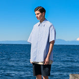 Unisex Shirt Cityboy Blue Striped Shirt Loose