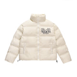 Men Cotton Padded Jacket Men's Cotton Jacket Simple Letters Embroidered Stand Collar