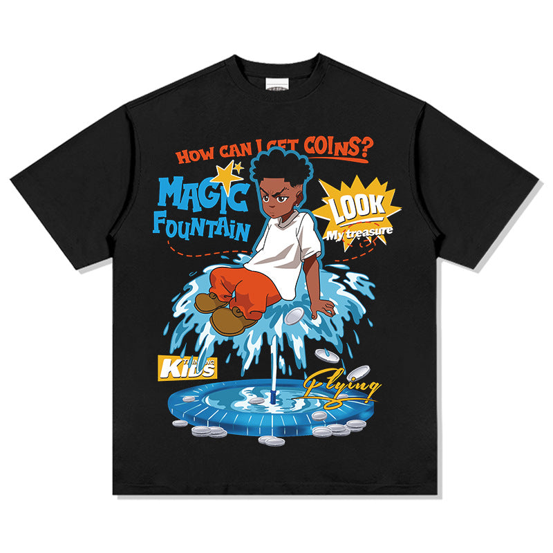 Unisex T Shirt Print Short Sleeve Street Loose