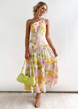 Women Dress plus Size Sloping Shoulder Dress
