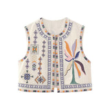 Women Vest Embroidery Cardigan Vest