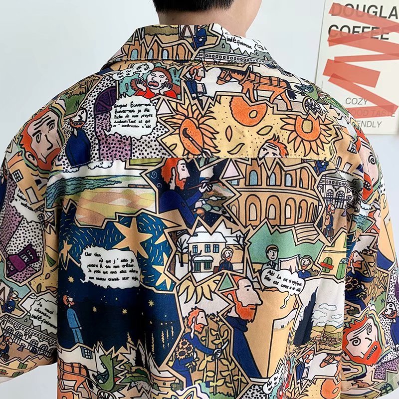 Men Shirts Summer Cartoon Creative Printing