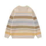 Men Sweater Striped round Neck Sweater Loose