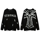 Women Sweater Cross Ripped Sweater