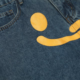 Men Jeans Smiling Face Print Loose