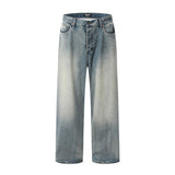 Men Jeans Bright White Loose Casual Distressed