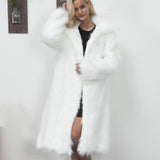 Women Fur Jacket Fashionable Warm Long-Cut Coat