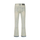 Men Jeans Frayed Flared Pants Old