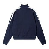 Women Jackets Retro Color Contrast Patchwork Sports