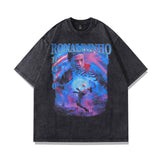 Men T-shirt Portrait Printing Vintage Loose